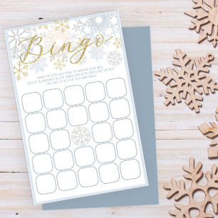 Winter Snowflake Baby Shower Bingo Card