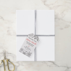 Winter Snowflake Baby Shower Favour Tag Pink