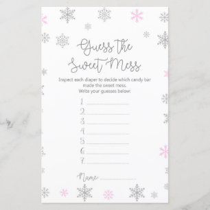 Winter Snowflake Baby Shower Game PRINTED