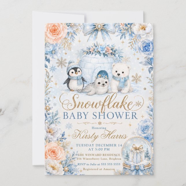 Winter Snowflake Baby Shower Invitation (Front)