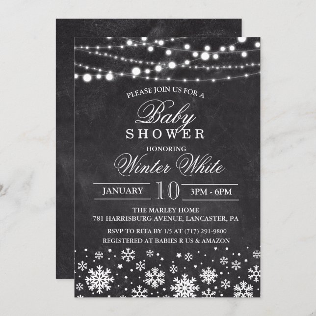 Winter Snowflake Baby Shower Invitation (Front/Back)