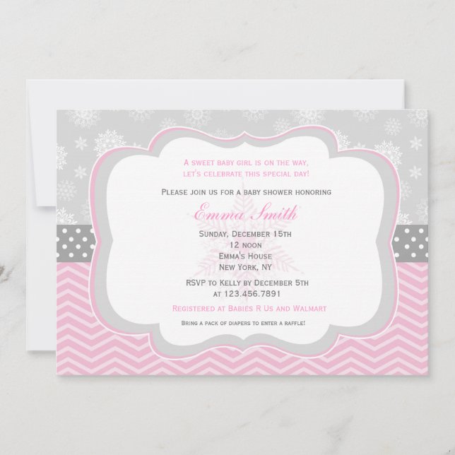 Winter Snowflake Baby Shower Invitations (Front)