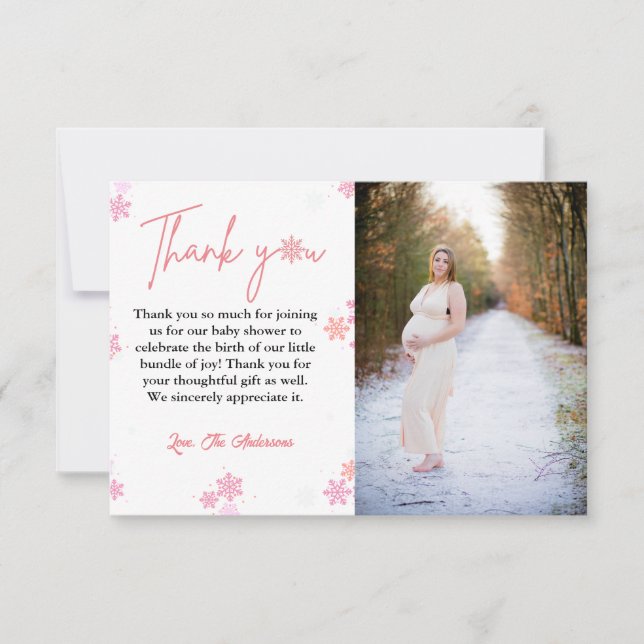 Winter Snowflake Baby Shower Thank You Card (Front)