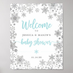 Winter Snowflake Baby Shower Welcome Sign