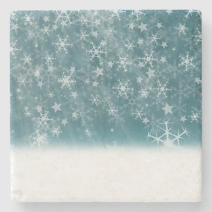 Winter Snowflake Background Stone Coaster