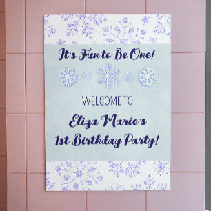 Winter Snowflake Birthday Party Sign