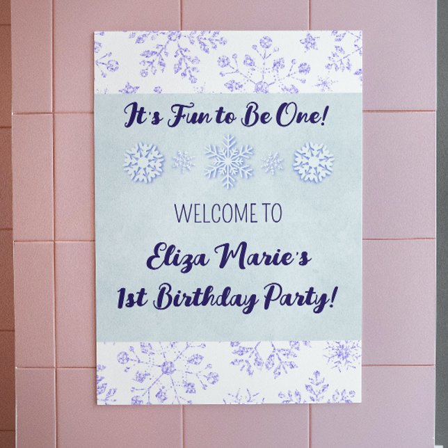 Winter Snowflake Birthday Party Sign (Creator Uploaded)