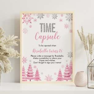 Winter Snowflake Birthday Time Capsule Sign
