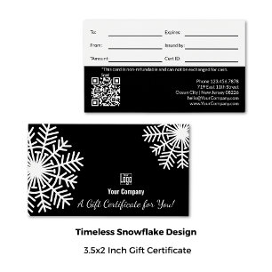 Winter Snowflake Black & White Gift Certificate