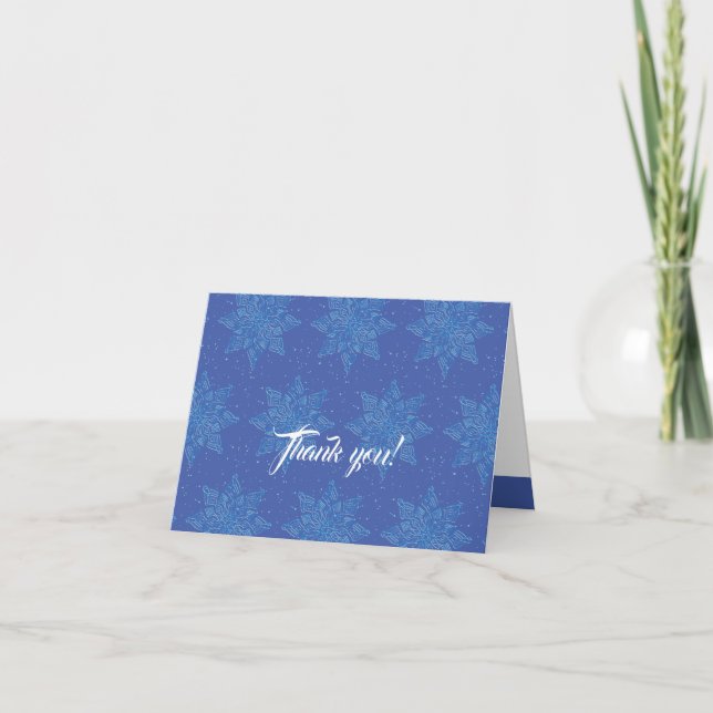 Winter Snowflake Blue Customised Note Card (Front)