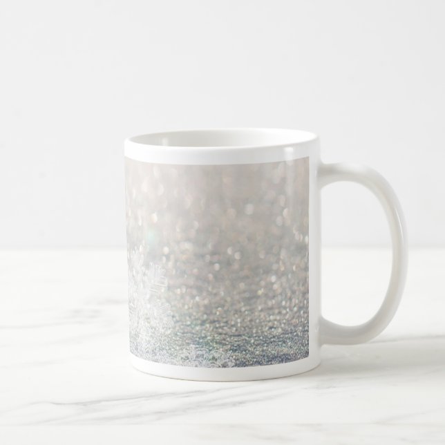 Winter Snowflake Bokeh Bling Coffee Mug (Right)