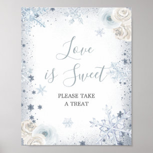 Winter Snowflake Bridal Shower Love is Sweet Poster