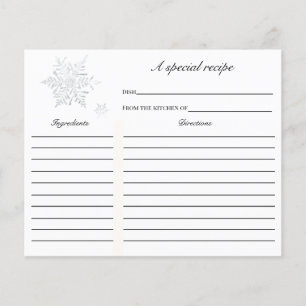 Winter Snowflake Bridal Shower Recipe card