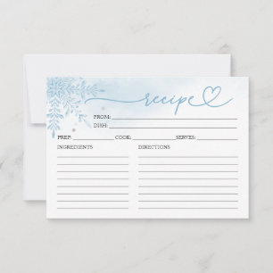 Winter Snowflake Bridal Shower Shower Recipe Cards
