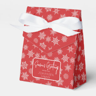 Winter Snowflake Christmas Red Holiday Greeting Favour Box