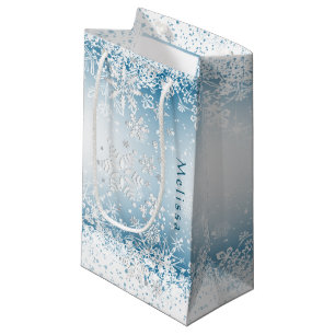 Winter Snowflake Design - Personalise Small Gift B Bag