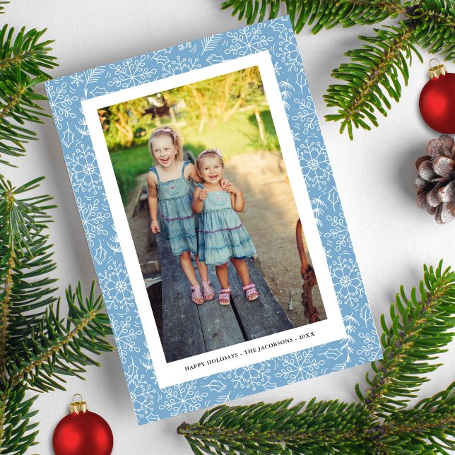 Winter Snowflake Doodles, Christmas Photo, Happy  Holiday Postcard (Creator Uploaded)