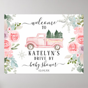 Winter Snowflake Drive By Baby Shower Welcome Sign