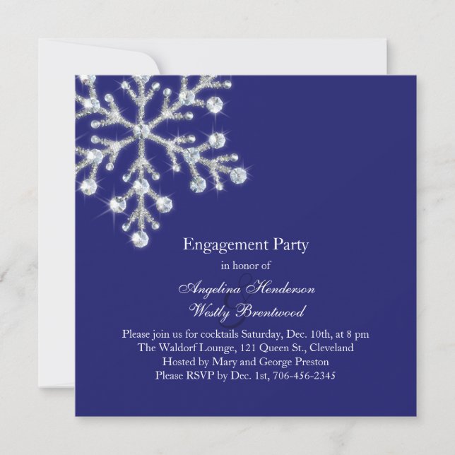 Winter Snowflake Engagement Party Invitation (Front)
