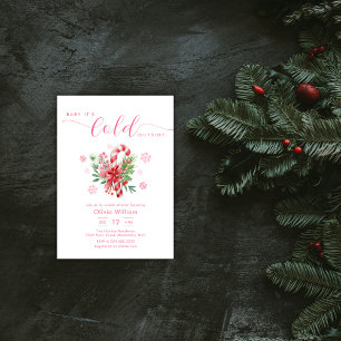 Winter Snowflake Festive Candy Cane Baby Shower  Invitation