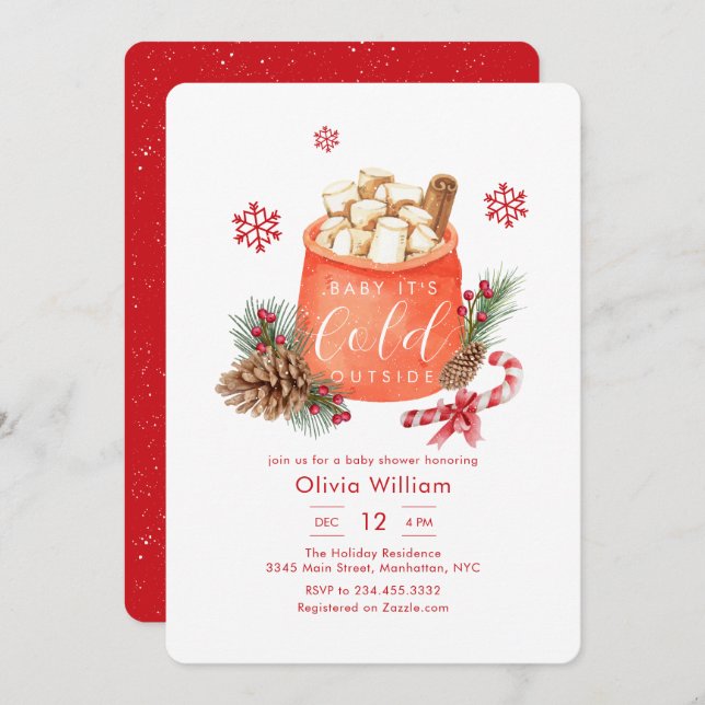 Winter Snowflake Festive Coffee Smore Baby Shower  Invitation (Front/Back)