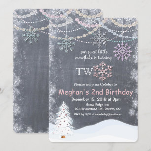 Winter Snowflake First 2nd Birthday Invitation