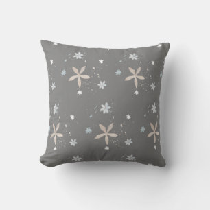 Winter Snowflake Flowers Cushion