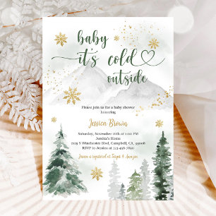 Winter Snowflake Forest Baby Shower Invitation