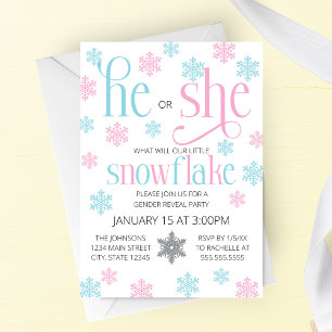 Winter Snowflake Gender Reveal Invitation