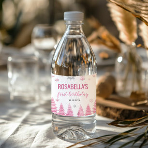 Winter Snowflake Girl Birthday Party  Water Bottle Label