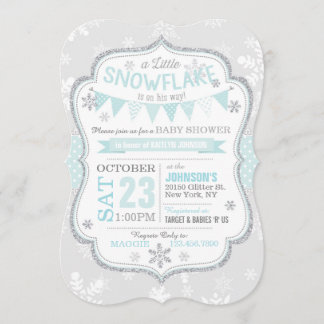 Winter Snowflake Glitter Baby Shower Invitation