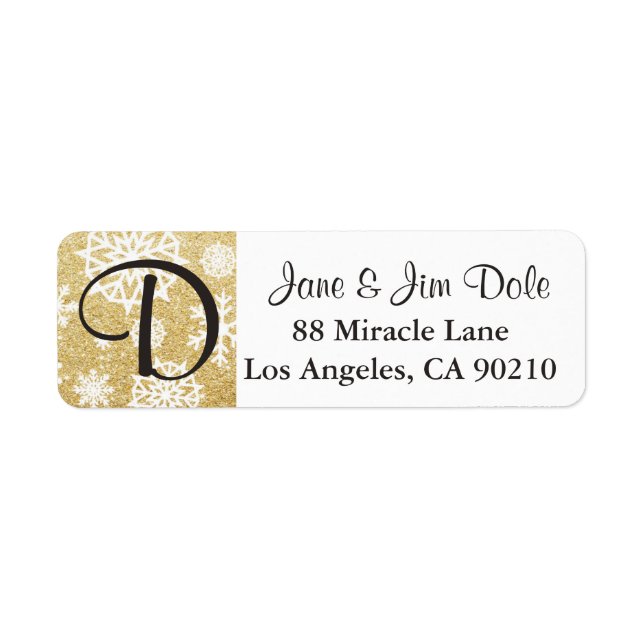 Winter Snowflake Gold Glitter Black Monogram l (Front)