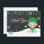 Winter Snowflake Green Thank You Card<br><div class="desc">Winter Snowflake Green Thank You Card. Green. Chalkboard Background. Black and White. Green Snowflake. Love and Thanks,  beautiful script font. Add your message on back or leave blank and hand write. For further customisation,  please click the "Customise it" button and use our design tool to modify this template.</div>