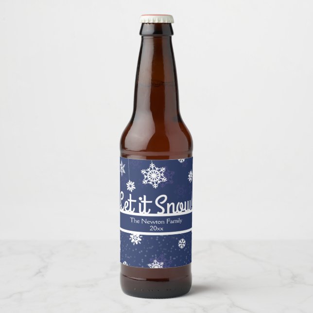 Winter Snowflake, Holiday Beer Bottle Label (Front)