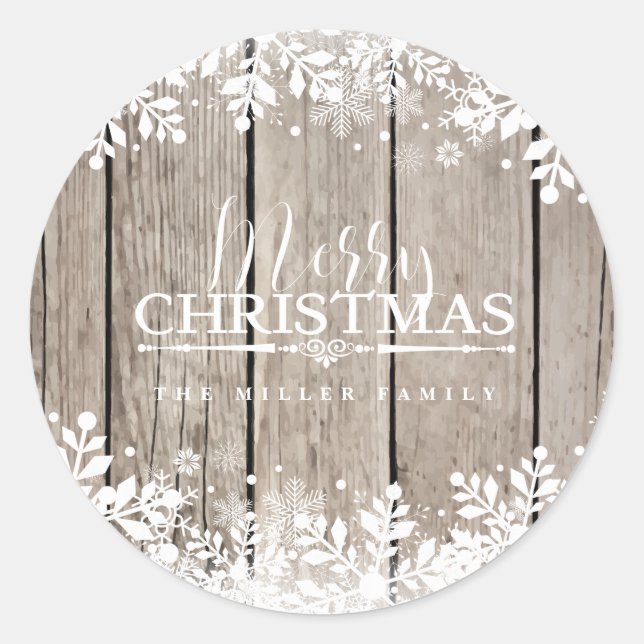 Winter Snowflake, Holiday Classic Round Sticker (Front)