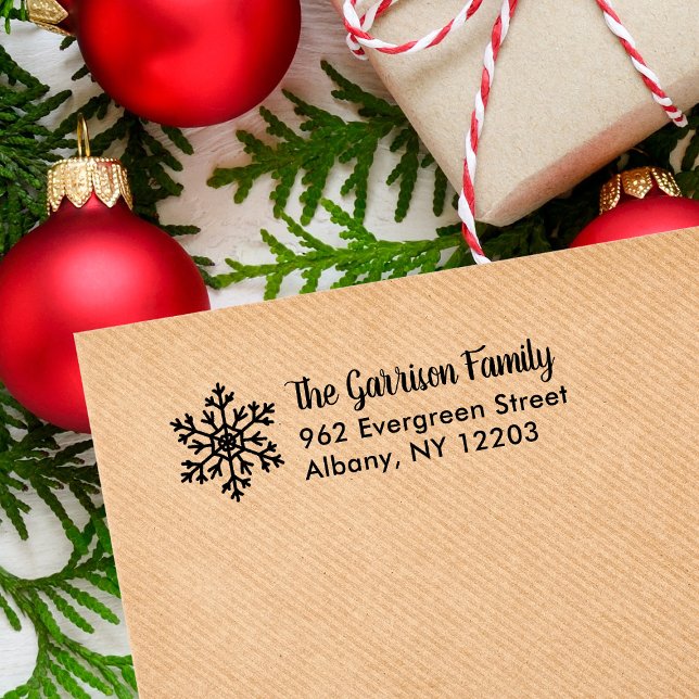 Winter Snowflake Holiday Return Address Self-inking Stamp (Creator Uploaded)
