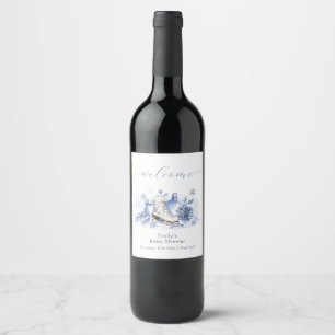 Winter Snowflake Ice Skate Baby Shower Welcome Wine Label