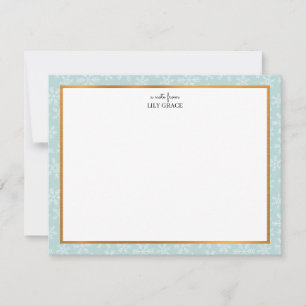 Winter Snowflake Light Blue & Faux Gold Thank You Card