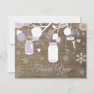 Winter Snowflake Mason Jar Purple Thank You Card