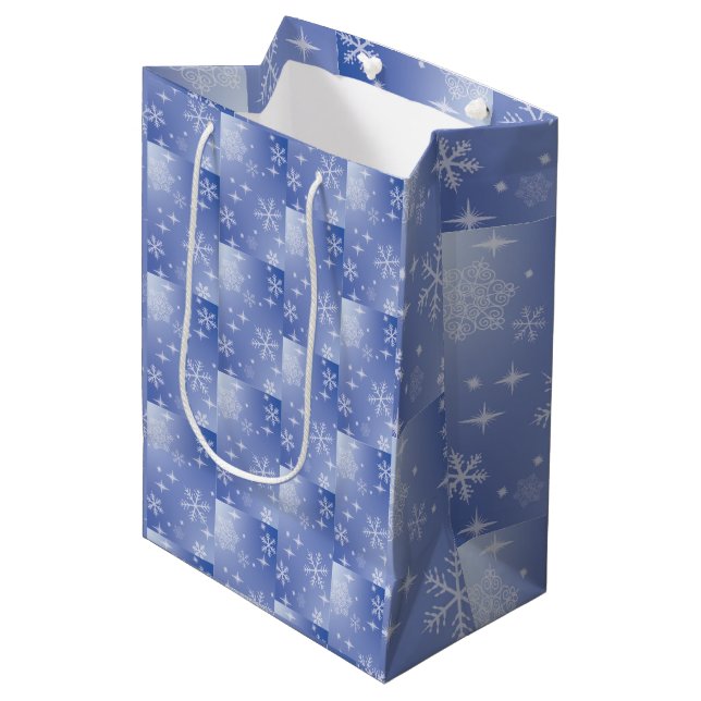 Winter Snowflake Medium Gift Bag (Front Angled)