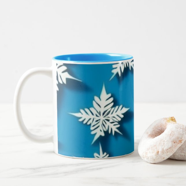 Winter Snowflake Mug | Cosy Christmas Mug (With Donut)