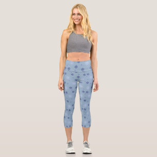 Winter Snowflake Pattern Capri Leggings