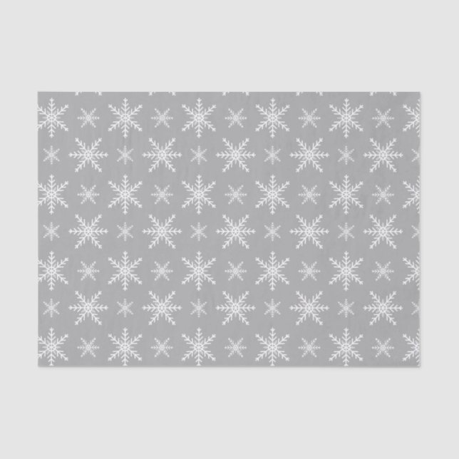 Winter Snowflake Pattern On Grey Tissue Paper (Front)