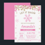 Winter Snowflake Pink and Gold Girl Birthday Invitation<br><div class="desc">Winter Snowflake Pink and Gold Girl Birthday Invitation. Girl Birthday. Pink and Gold Glitter Snowflake. Winter Christmas Holiday. White Background. 1st 2nd 3rd 4th 5th 6th 7th 8th 9th 10th 11th 12th 13th 14th 15th, any age. For further customisation, please click the "Customise it" button and use our design tool...</div>