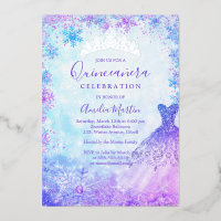Winter Snowflake Purple Pink Blue Quinceanera Foil