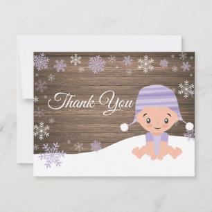 Winter Snowflake Purple Thank You Card