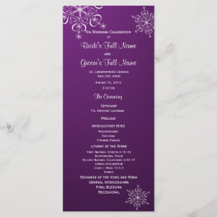Winter Snowflake Purple Wedding Program Programme