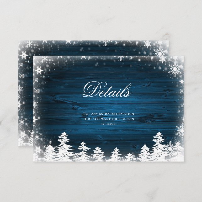 Winter Snowflake Rustic Details Card Insert (Front/Back)