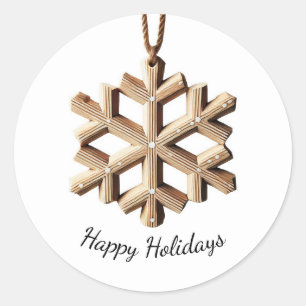 Winter Snowflake Scandinavian Minimal Holiday Classic Round Sticker