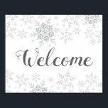 Winter Snowflake Silver Baby Shower Welcome Sign<br><div class="desc">This design feature delicate snowflakes in grey and silver glitter. Additional colours as well as the collection of coordinating products is available in our shop, zazzle.com/store/doodlelulu. Contact us if you need this design applied to a specific product to create your own unique matching item! Thank you so much for viewing...</div>
